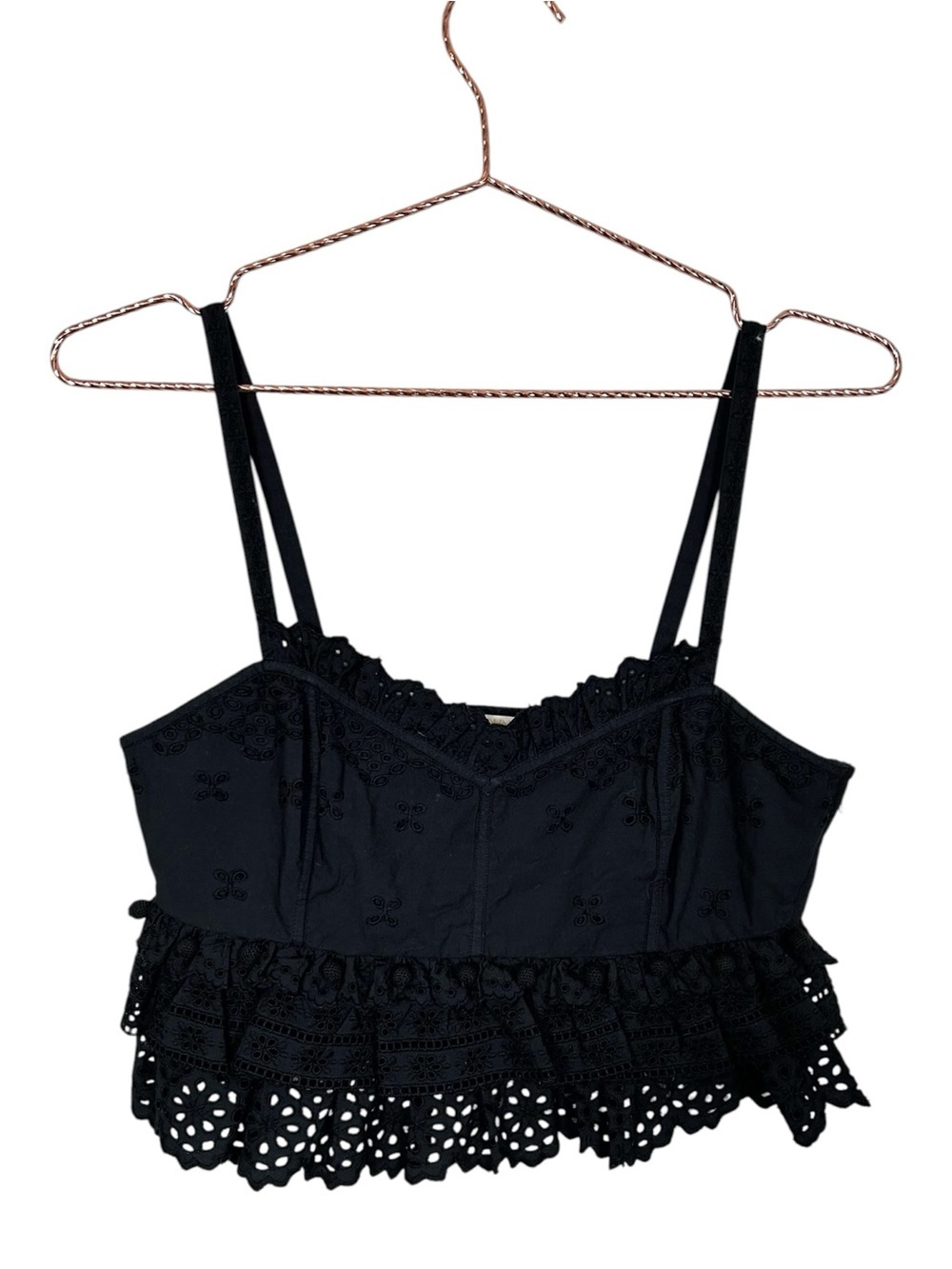 Ulla Johnson Clarissa Black Eyelet Ruffle Top